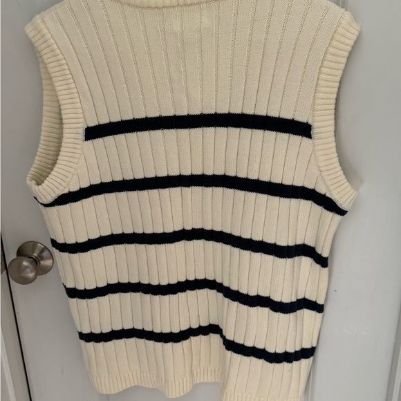 SABO Striped Cream and Black Women's Sweater Vest - Picture 2 of 4
